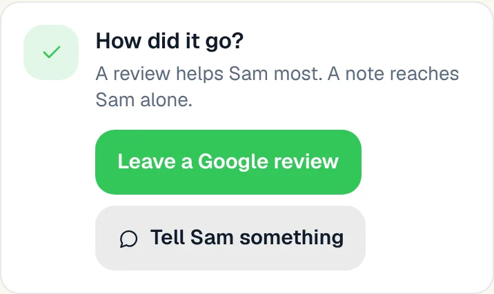 Job done: A review, or a private word. Both open.