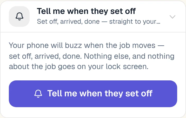Their phone buzzes: Your name, your face, your van.